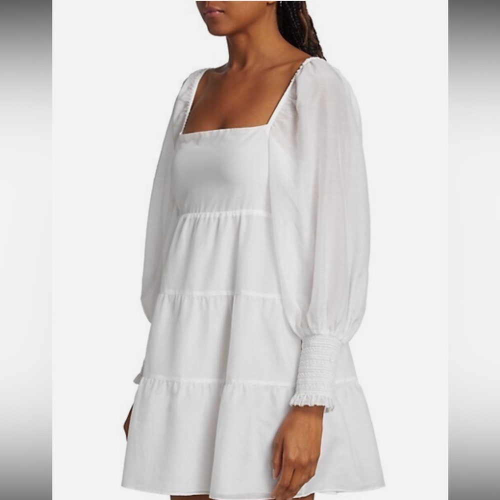 Alice + Olivia White Silk Long Sleeve Dress - Picture 4 of 12